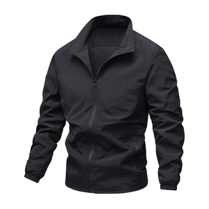 Men's lightweight black windbreaker jacket with full zip and breathable mesh lining