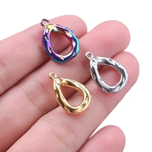 Water-drop shaped 304 stainless steel pendants for DIY jewelry making in three colors