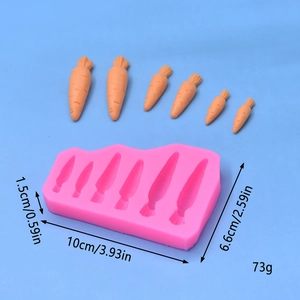 Carrot shaped silicone mold for DIY baking, mousse and chocolate, 6-cavity pink tray