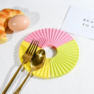 Detailed fan-shaped textured resin coaster with colorful segments for stylish home decor