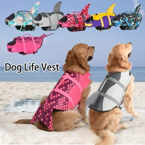 Dog Life Jacket Safety Vest Shark Fin Mermaid Tail Buoyancy Aid With Rescue Handle D-Ring Adjustable Safety Swimwear