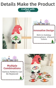 Detailed view of wooden Christmas gnome ornament with interchangeable seasonal accessories