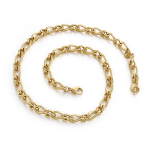 Golden 7mm snake chain titanium steel necklace with lobster clasp in spiral pose