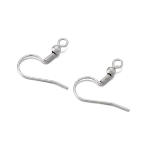 Silver stainless steel spring ear hooks for DIY earring making and jewelry findings