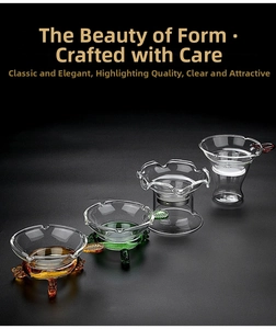 Detail view of high borosilicate glass tea strainers with stainless steel mesh filters