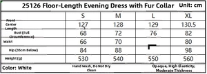 Tableau des tailles pour la robe de soirée rose blanche avec mesures S à XL