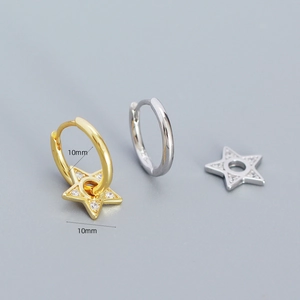 925 sterling silver star earrings in gold and silver finish with cubic zirconia stones
