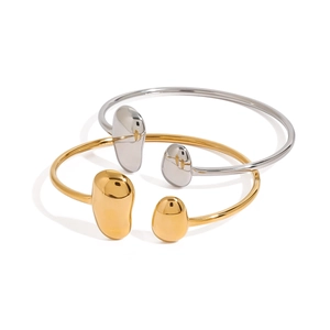 Bracelet jonc ouvert goutte d'eau minimaliste en acier inoxydable doré et argenté poli