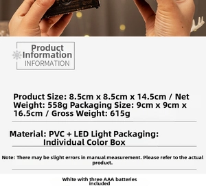 Detailed view of LED Christmas lantern with specific product dimensions and PVC material info