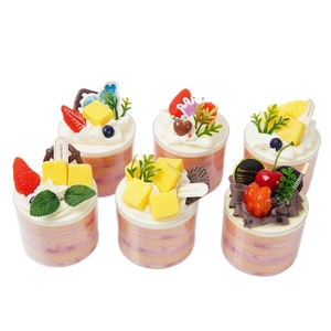 Set of 6 realistic artificial fruit mousse cake models for wedding and party decor