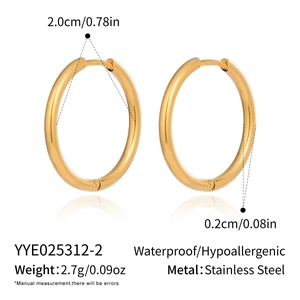 Détails de créoles dorées en acier inoxydable 20mm avec dimensions et poids précisés