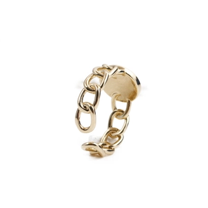 Adjustable gold plated geometric chain ring for women with a minimalist open band design