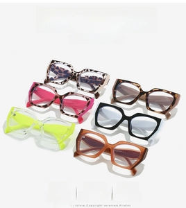 Collection of fashion square glasses frames in leopard, amber, and clear color options