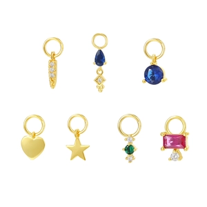 S925 silver gold-plated pendant set featuring colorful heart star and drop zircons
