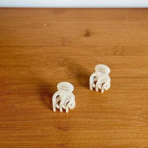 Elegant cream white acetate hair claw clips for bangs with France Handmade engraving