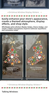 Detailed Christmas window stickers with Santa, stars and socks for holiday glass decoration