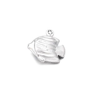 Minimalist hollow fish pendant in stainless steel with textured silver finish