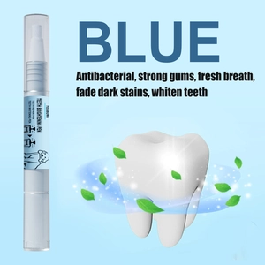 Detail of pet teeth cleaning pen for dogs and cats showing dental whitening gel features
