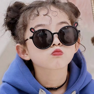 Lunettes De Soleil Enfant Oreilles De Lapin Mignonnes Monture Ronde PC Protection UV400 Dessin Animé Pour Garçons Filles