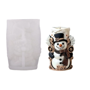 Stampo in silicone pupazzo di neve 3D per candele invernali con cappello e sciarpa