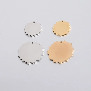 Mirror polished flower pendants in gold and silver steel for DIY jewelry making
