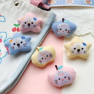 Cartoon star and apple fabric brooches for children clothes shoes and DIY crafts decoration