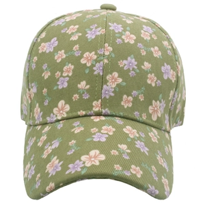 Casquette de baseball en coton pour femme avec motif floral vert et visière courbée protectrice