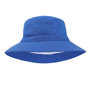 Breathable blue outdoor kids bucket hat for beach sun protection with 58cm size label