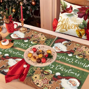 Christmas snowman table placemat set with Merry Christmas patterns for holiday dining