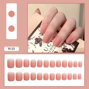 Matte pink gradient press-on nails set with 24 pieces in various sizes for women