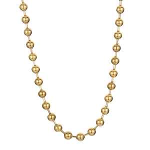 Minimalist 18K gold plated stainless steel bead chain necklace on white background