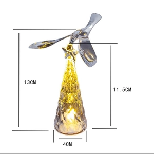 Mini crystal Christmas tree night light with bird topper and 13cm height dimensions