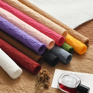 Multi-color wrinkled texture floral wrapping paper rolls for elegant gift packaging