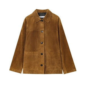 Giacca Scamosciata Da Donna Revers Monopetto Manica Lunga Tinta Unita Cappotto Vintage Casual Con Tasche Capispalla
