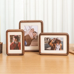 Solid Wood Photo Frame Walnut Tenon Mortise Joinery Rounded Corner Tabletop Wall Decor Minimalist