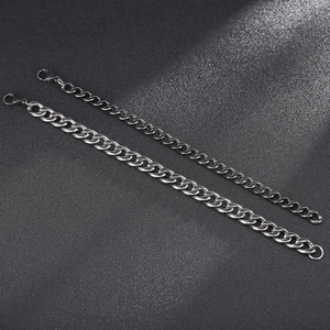 Polished stainless steel Cuban chain bracelets in thin and thick sizes with lobster clasp