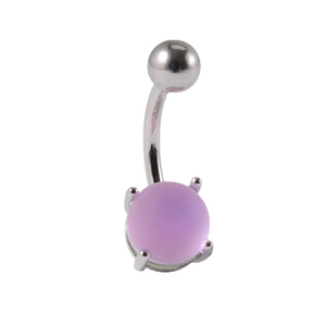 Piercing nombril boule mate violette avec tige en acier et petite boule polie