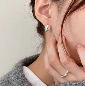 Minimalist S925 sterling silver water drop earrings and irregular ring set for women