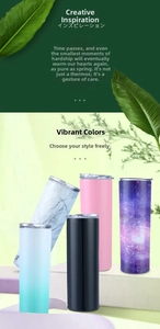 Selection of 20oz stainless steel tumblers in marble, gradient, and solid color finishes