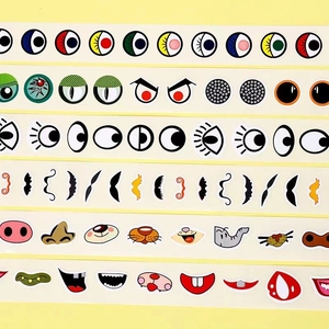 Colorful cartoon eye stickers for DIY crafts featuring various facial expression decals