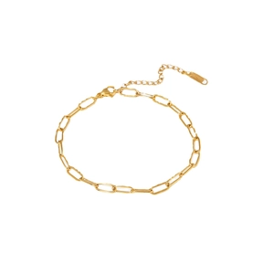 18K gold plated titanium steel paperclip chain anklet with lobster clasp and extender