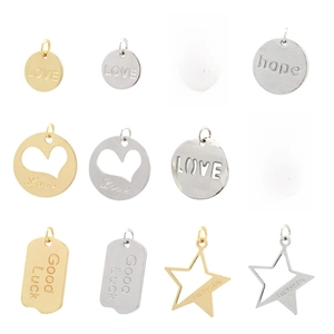 DIY metal jewelry pendants in gold and silver with LOVE and hope engravings