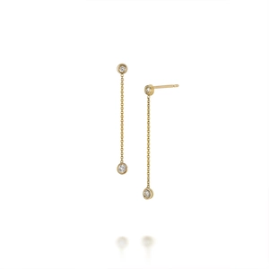 Elegant S925 silver long gold chain tassel earrings with round turquoise gemstones