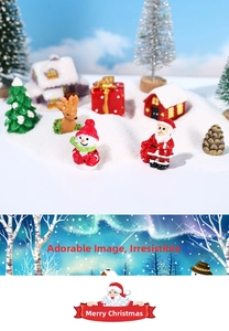 Detailed macro shot of miniature resin Christmas figurines for terrarium DIY decoration