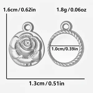 Detailed dimension guide for 304 stainless steel rose pendant with width and height measurements