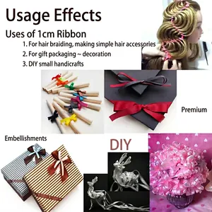 1cm colorful satin ribbon for gift wrapping, DIY hair accessories and wedding decorations