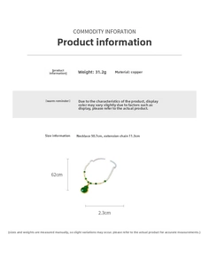 Détails du collier de perles dorées avec les spécifications de taille et de poids