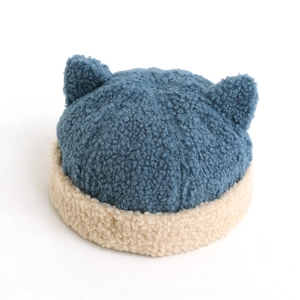Toddler Kids Winter Lamb Wool Beanie Hat With Cute Animal Ears Warm Windproof Brimless Fleece Landlord Cap Boys Girls