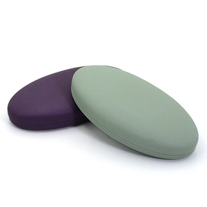 Oval matte finish jewelry box in dark purple and grey-green for necklaces and pearls