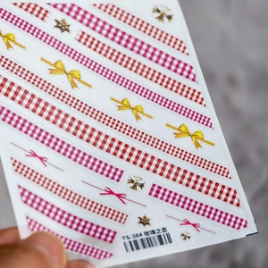 Adesivi Per Unghia Adesivi 5D Disegni Nastro Quadri Fiocco Stella Oro Decorazione Manicure Fai Da Te Donne Ragazze